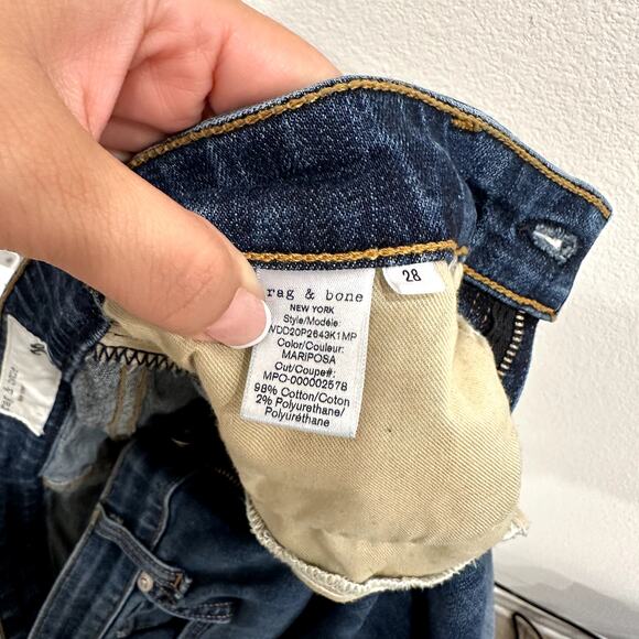 Rag & Bone Dre Low-Rise Slim Boyfriend Jeans Women 28 Blue Raw Hem Stretch USA - Picture 8 of 8